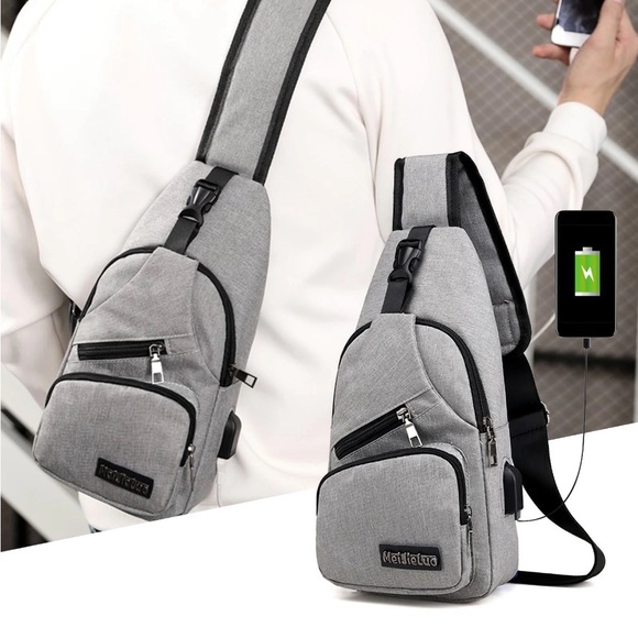 Unisex Crossbody Sling Chest USB Charging Backpack - Picture 4 of 5